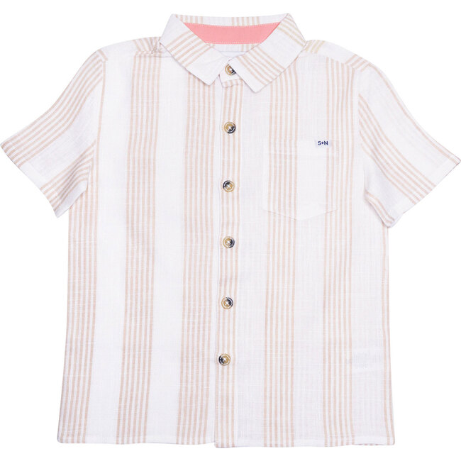 Campbell Linen Shirt in Desert Mirage Stripe