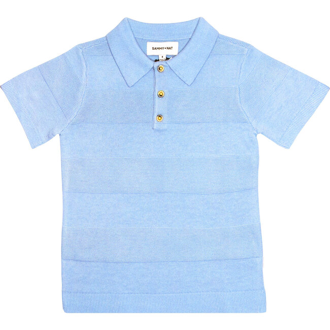 Aiden Knit Polo in Cashmere Blue