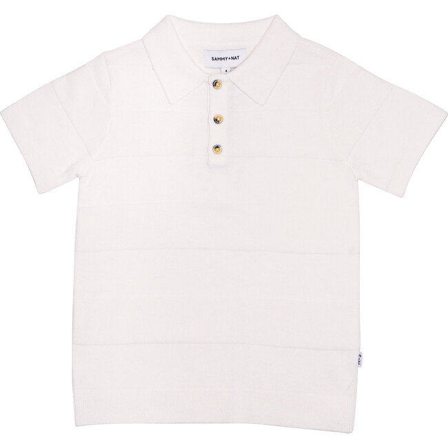 Aiden Knit Polo in Angel White