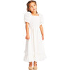 Girl's The Navy James Puff Sleeve Smock Dress, White - Dresses - 2