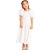Girl's The Navy James Puff Sleeve Smock Dress, White - Dresses - 3