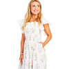 Women's The Elle Ruffle Sleeve Midi Dress, White Garden Floral - Dresses - 4