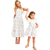 Women's The Elle Ruffle Sleeve Midi Dress, White Garden Floral - Dresses - 6