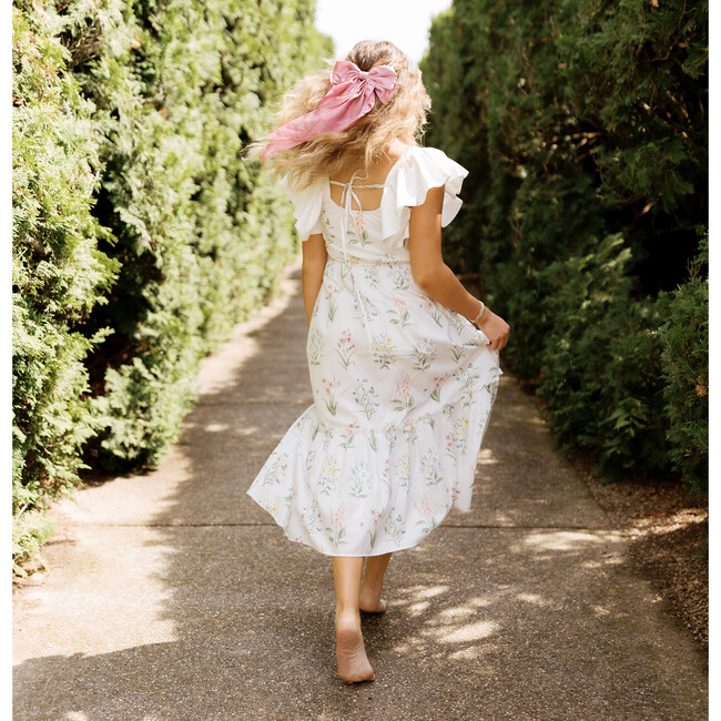 Women's The Elle Ruffle Sleeve Midi Dress, White Garden Floral - Dresses - 8