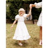 Girl's The Navy James Puff Sleeve Smock Dress, White - Dresses - 9