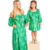Girl's The Blair Scalloped Neck Chest Bow Dress, Green Garden Floral - Dresses - 6