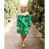 Girl's The Blair Scalloped Neck Chest Bow Dress, Green Garden Floral - Dresses - 7