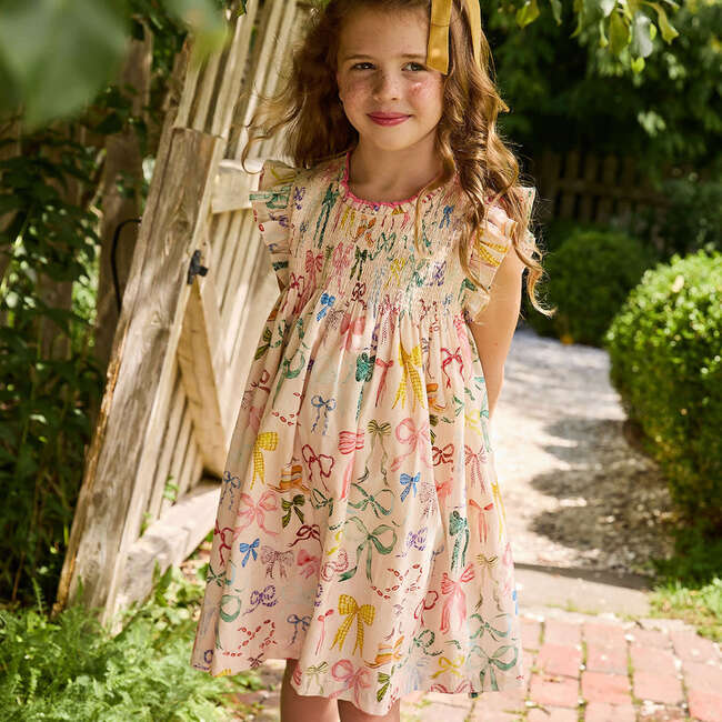 Girls Stevie Dress, Watercolor Bows - Dresses - 2