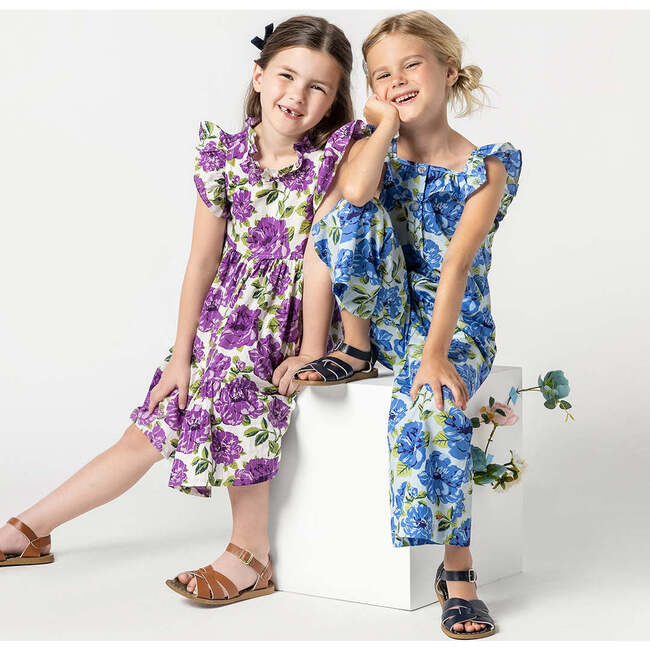 Girls Jennifer Dress, Purple Peonies - Dresses - 5