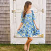 Womens Melissa Dress, Blue Peonies - Dresses - 4