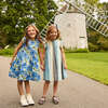 Girls Gracie Dress, Blue Peonies - Dresses - 2