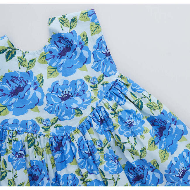 Girls Gracie Dress, Blue Peonies - Dresses - 3