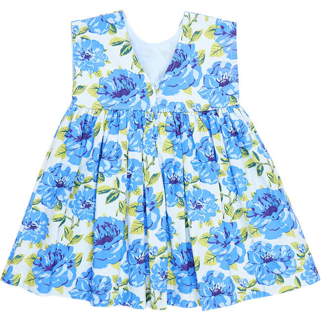 Girls Gracie Dress, Blue Peonies - Dresses - 7