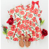 Girls Autumn Dress, Red Peonies - Dresses - 6