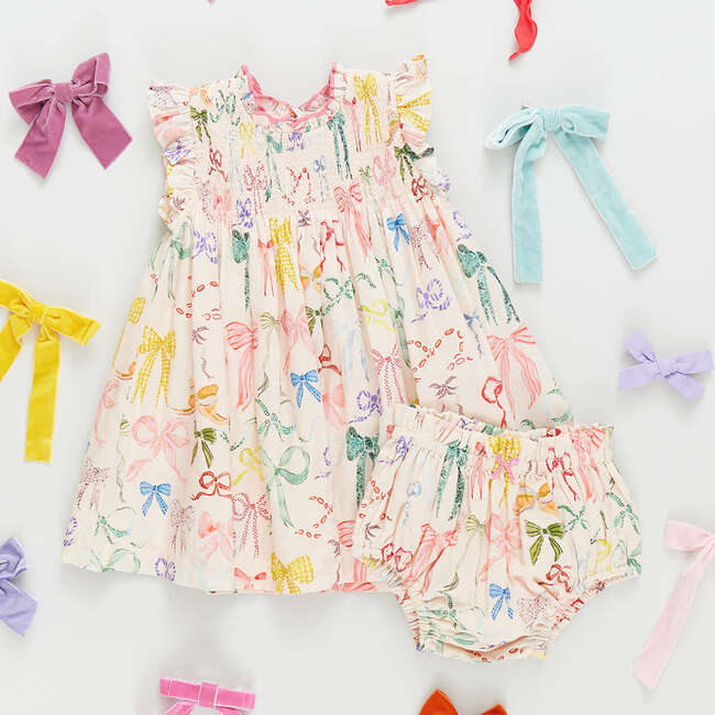 Baby Girls Stevie Dress Set, Watercolor Bows - Dresses - 4