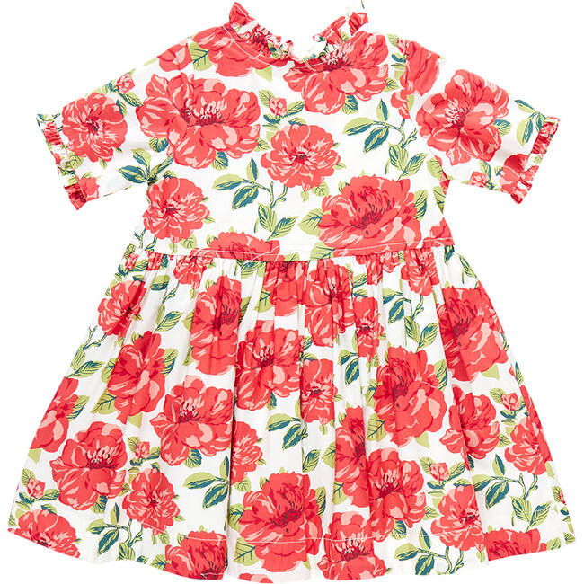 Girls Autumn Dress, Red Peonies - Dresses - 7