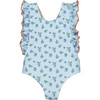 Blueberry Print Vichy Swimsuit, Multicolors - One Pieces - 1 - thumbnail