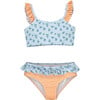 Blueberry Print Vichy Ruffle Bikini, Multicolors - Two Pieces - 1 - thumbnail