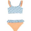 Blueberry Print Vichy Ruffle Bikini, Multicolors - Two Pieces - 3