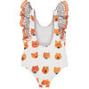 Bears Print Dots Swimsuit, Orange & Black - One Pieces - 3