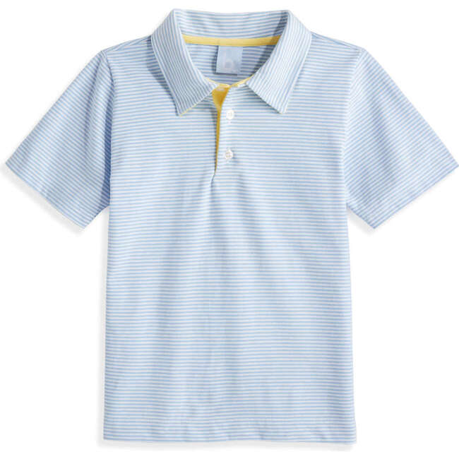 Striped Jersey Ward Polo, Blue Candy Stripe with Yellow