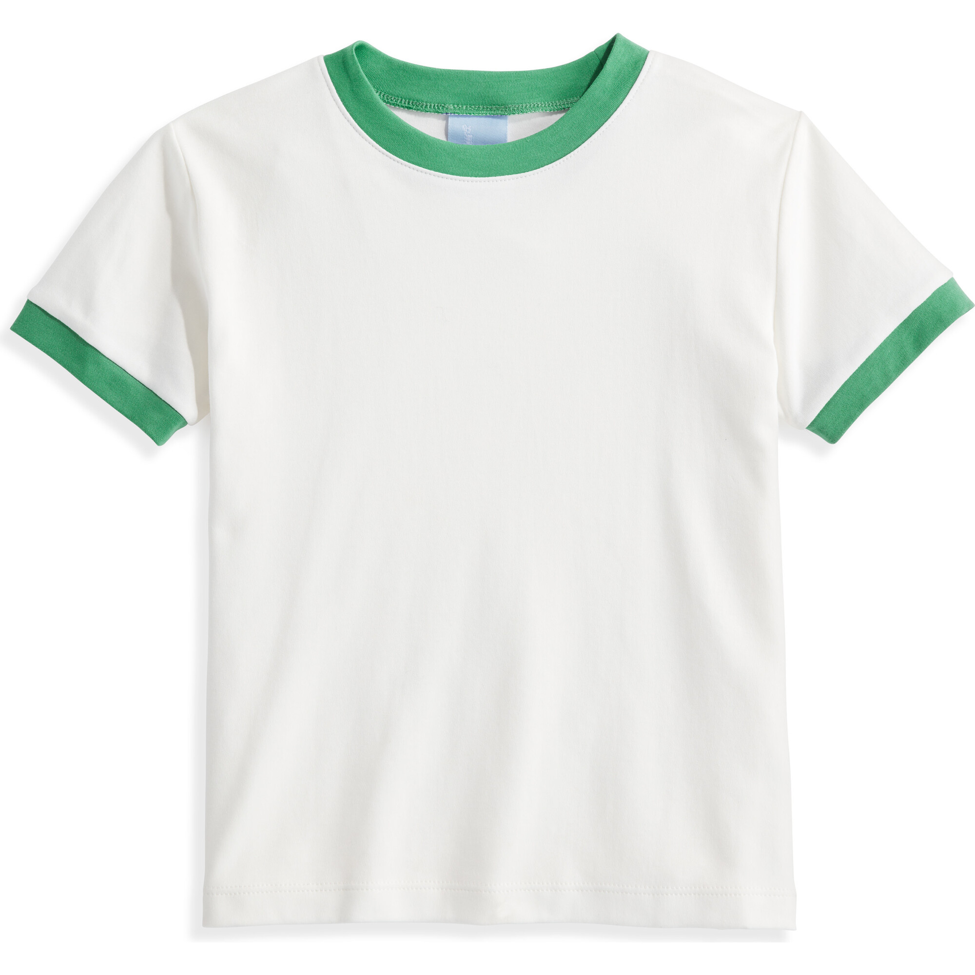 Pima Ringer Tee, Ivory with Green - T-Shirts - 1