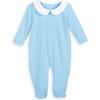 Collared Pima Footie, Blue - Footie Pajamas - 1 - thumbnail