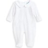 Collared Pima Footie, White - Footie Pajamas - 1 - thumbnail