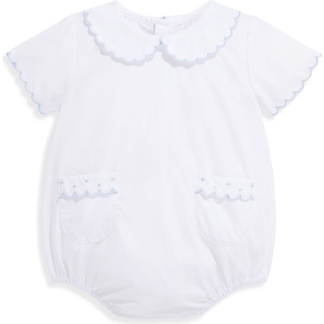 Ande Embroidered Pocket Bubble, White with Blue