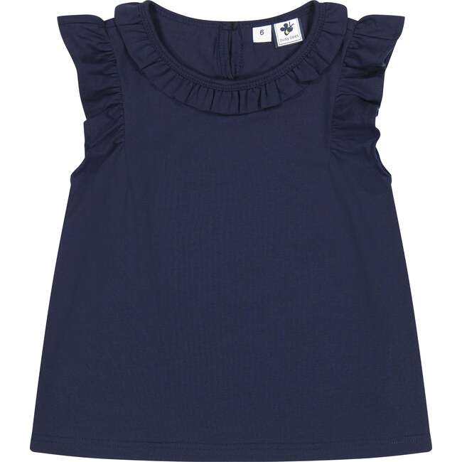 Colette Ruffle Top, Navy