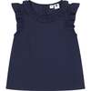 Colette Ruffle Top, Navy - Blouses - 1 - thumbnail