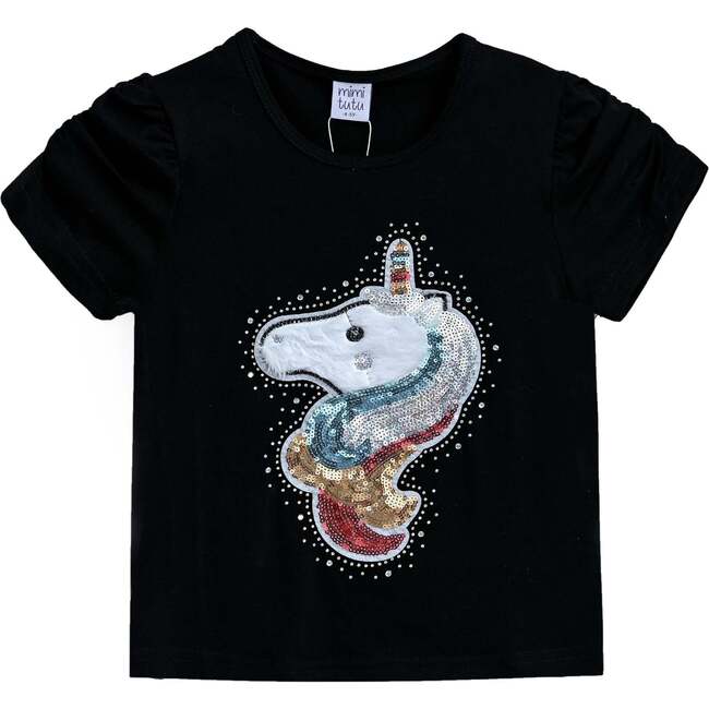 Unicorn Applique T-Shirt, Black