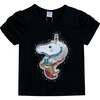 Unicorn Applique T-Shirt, Black - T-Shirts - 1 - thumbnail