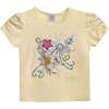 Flowers Applique T-Shirt, Yellow - T-Shirts - 1 - thumbnail