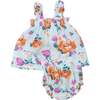 SOFT PETALS FLORAL RUFFLY STRAP TOP + BLOOMER SET, Blue - Dresses - 1 - thumbnail