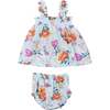 SOFT PETALS FLORAL RUFFLY STRAP TOP + BLOOMER SET, Blue - Dresses - 2