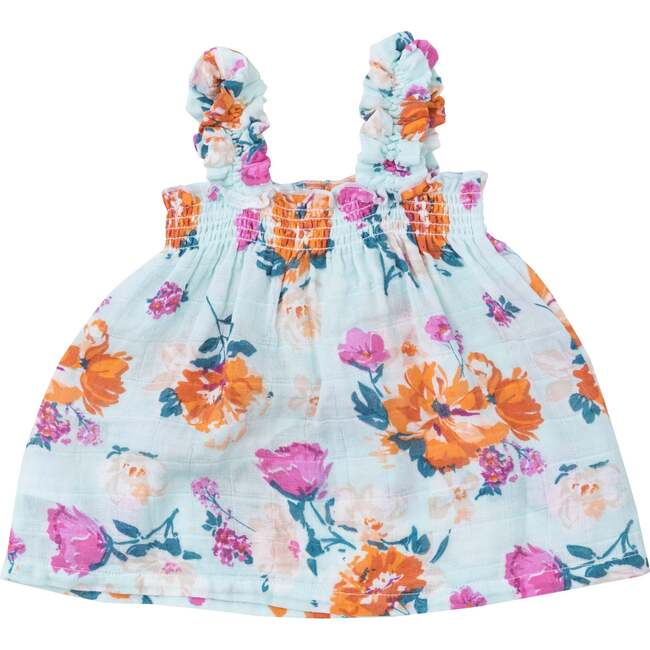 SOFT PETALS FLORAL RUFFLY STRAP TOP + BLOOMER SET, Blue - Dresses - 3