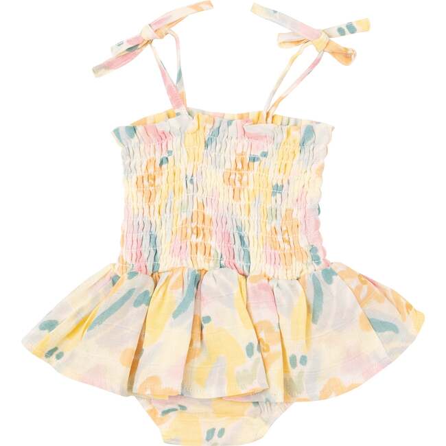 PARIS BOUQUET SMOCKED BUBBLE W/ SKIRT, Multi - Rompers - 2