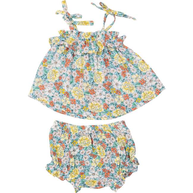 Golden Peony Floral Ruffle Top & Bloomer, Multi