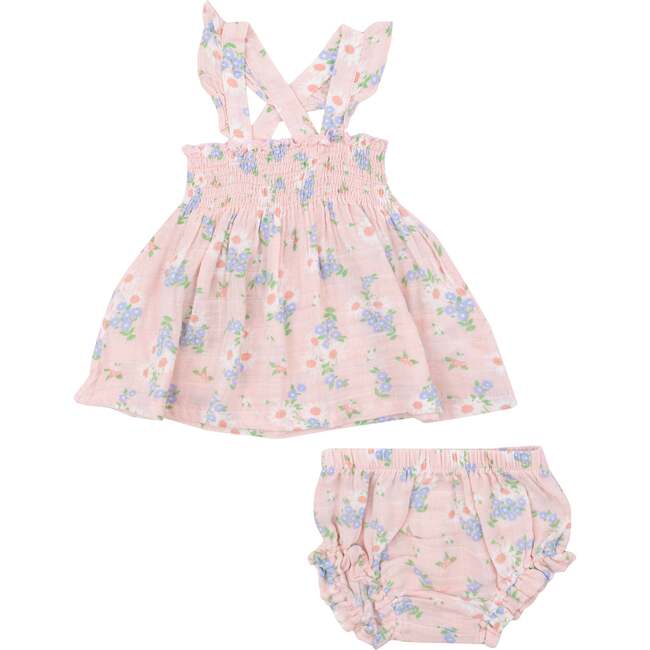 GATHERING DAISIES RUFFLE STRAP SMOCKED TOP AND DIAPER COVER, Pink
