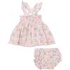 GATHERING DAISIES RUFFLE STRAP SMOCKED TOP AND DIAPER COVER, Pink - Dresses - 1 - thumbnail