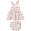 GATHERING DAISIES RUFFLE STRAP SMOCKED TOP AND DIAPER COVER, Pink - Dresses - 2