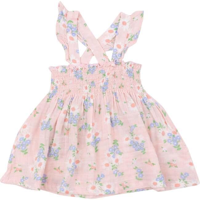 GATHERING DAISIES RUFFLE STRAP SMOCKED TOP AND DIAPER COVER, Pink - Dresses - 3