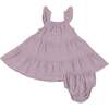 DUSTY LAVENDAR SOLID MUSLIN TWIRLY SUNDRESS & DIAPER COVER, Purple - Dresses - 1 - thumbnail