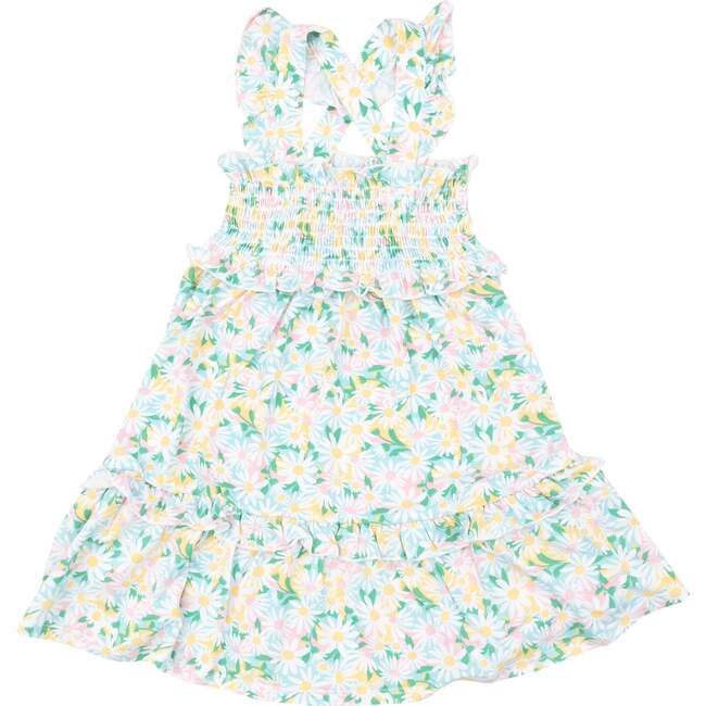 COLOR FILL DAISIES SMOCKED RUFFLE TIERED SUNDRESS, Multi