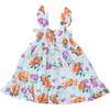 SOFT PETALS FLORAL SMOCKED RUFFLE SUNDRESS & DIAPER COVER, Blue - Dresses - 3