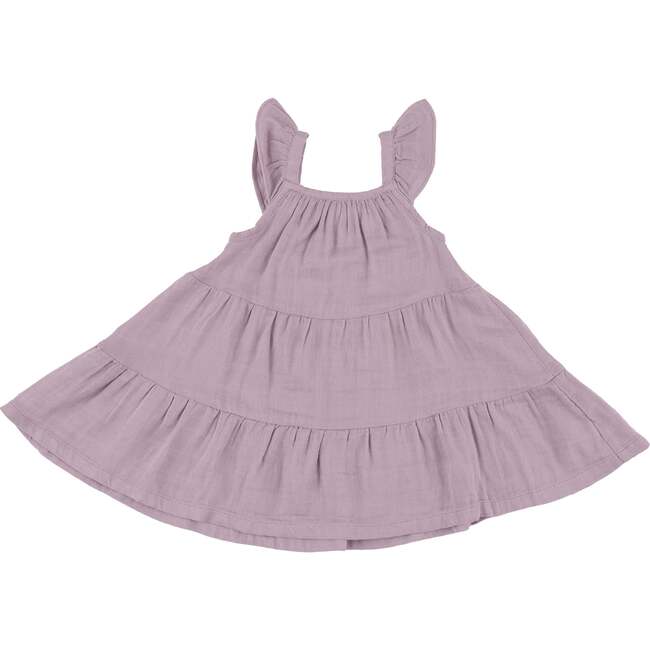 DUSTY LAVENDAR SOLID MUSLIN TWIRLY SUNDRESS & DIAPER COVER, Purple - Dresses - 3