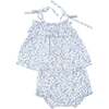 Blue Calico Floral RUFFLE TOP & BLOOMER, Blue - Dresses - 1 - thumbnail