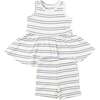 ANCHOR RIB STRIPE RIB PEPLUM TANK TOP AND BIKER SHORT, White - Mixed Apparel Set - 1 - thumbnail