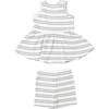 ANCHOR RIB STRIPE RIB PEPLUM TANK TOP AND BIKER SHORT, White - Mixed Apparel Set - 2